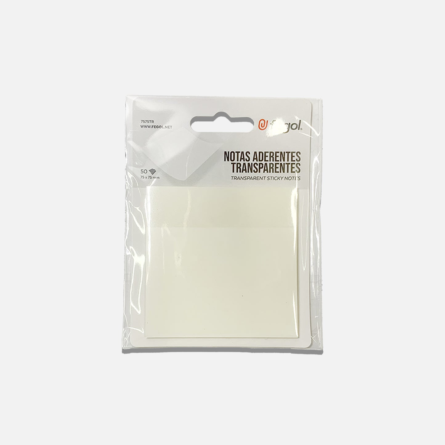 Bloco de Notas Adesivas Transparente Fegol 75x75mm – 50UN