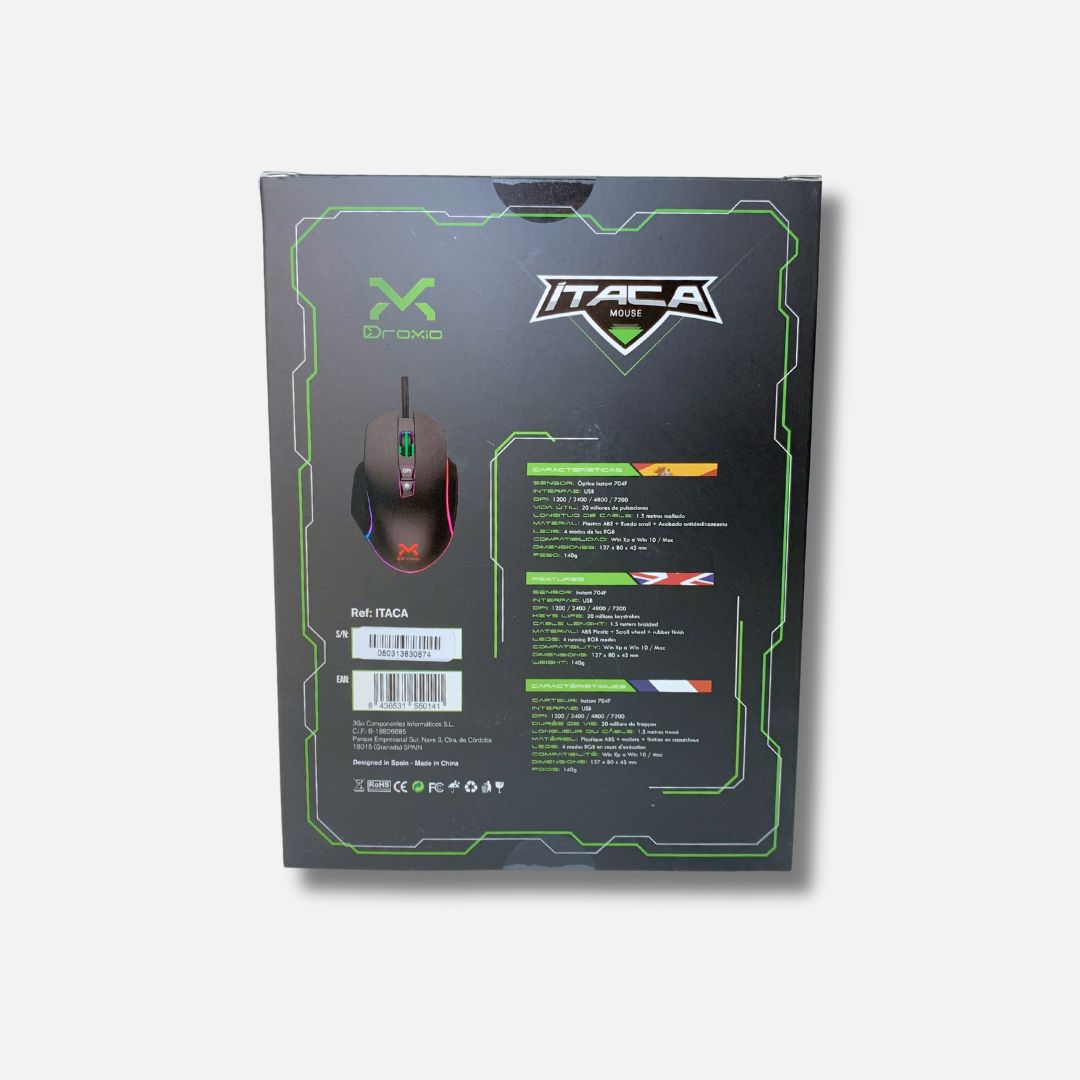 Rato Gaming Droxio Itaca USB c/ fios RGB 7200 DPI Preto