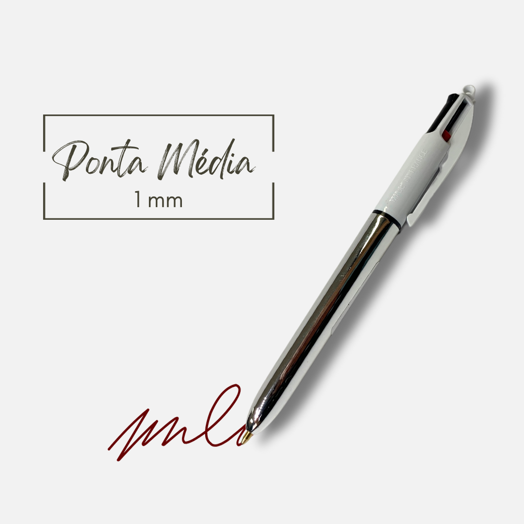 Esferográfica Multipen Bic 4 Colours Shine - Prata