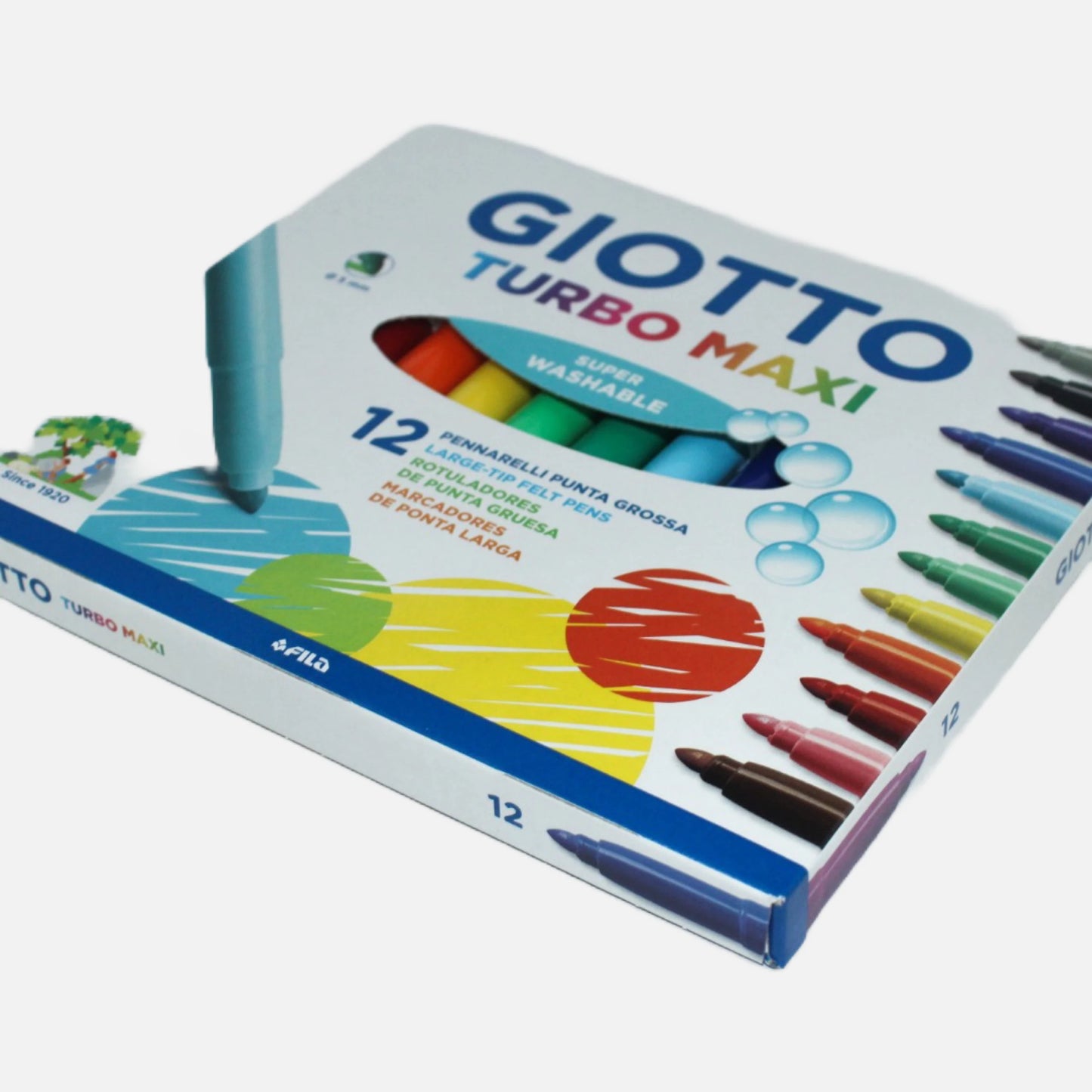 Marcadores de Feltro Giotto 12 Cores - Turbo Maxi Super Washable