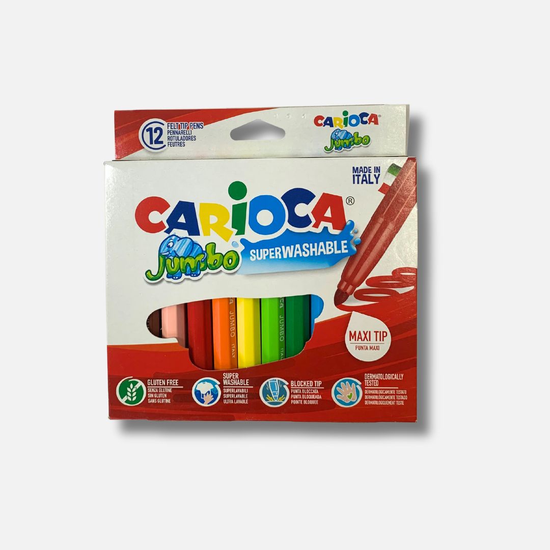 Marcadores Laváveis Jumbo Feltro Carioca - 12 Cores