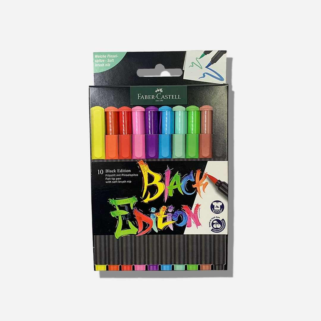 Marcador Feltro Faber-Castell Black Edition Ponta Pincel 10un